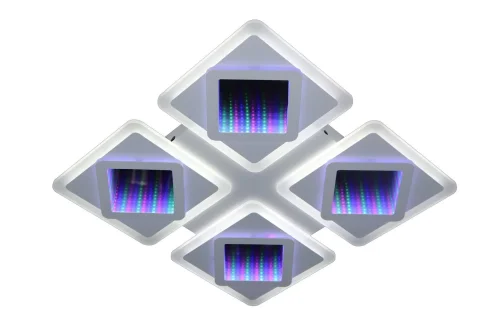 Люстра потолочная с пультом LED LAMPS 81089 Natali Kovaltseva белая на 1 лампа, основание белое в стиле хай-тек с пультом квадраты фото 2
